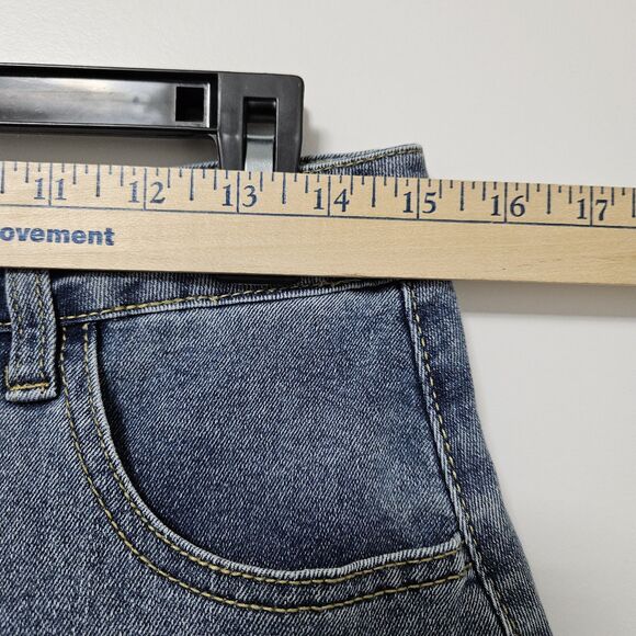 Indigo Ruffle Denim Mini Skirt Women’s L (30x15) Blue Bohemian Y2K Indie EUC - Picture 3 of 5